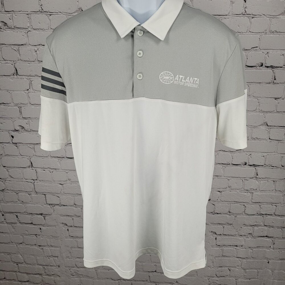 Adidas Golf Atlanta Motor Speedway White Lightweight Polo Shirt Size Large L